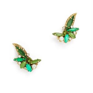 Erickson Beamon Green Earcrawler Studs 24k gold plated